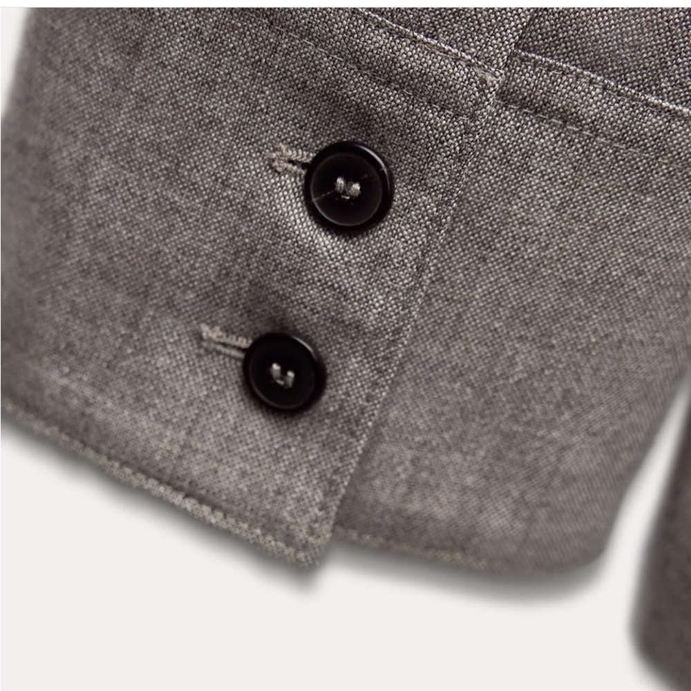 ZARA Brown Taupe 100% Wool Belted Blazer Jacket Coat  ZW Collection Gray XS NWT - Picture 12 of 16